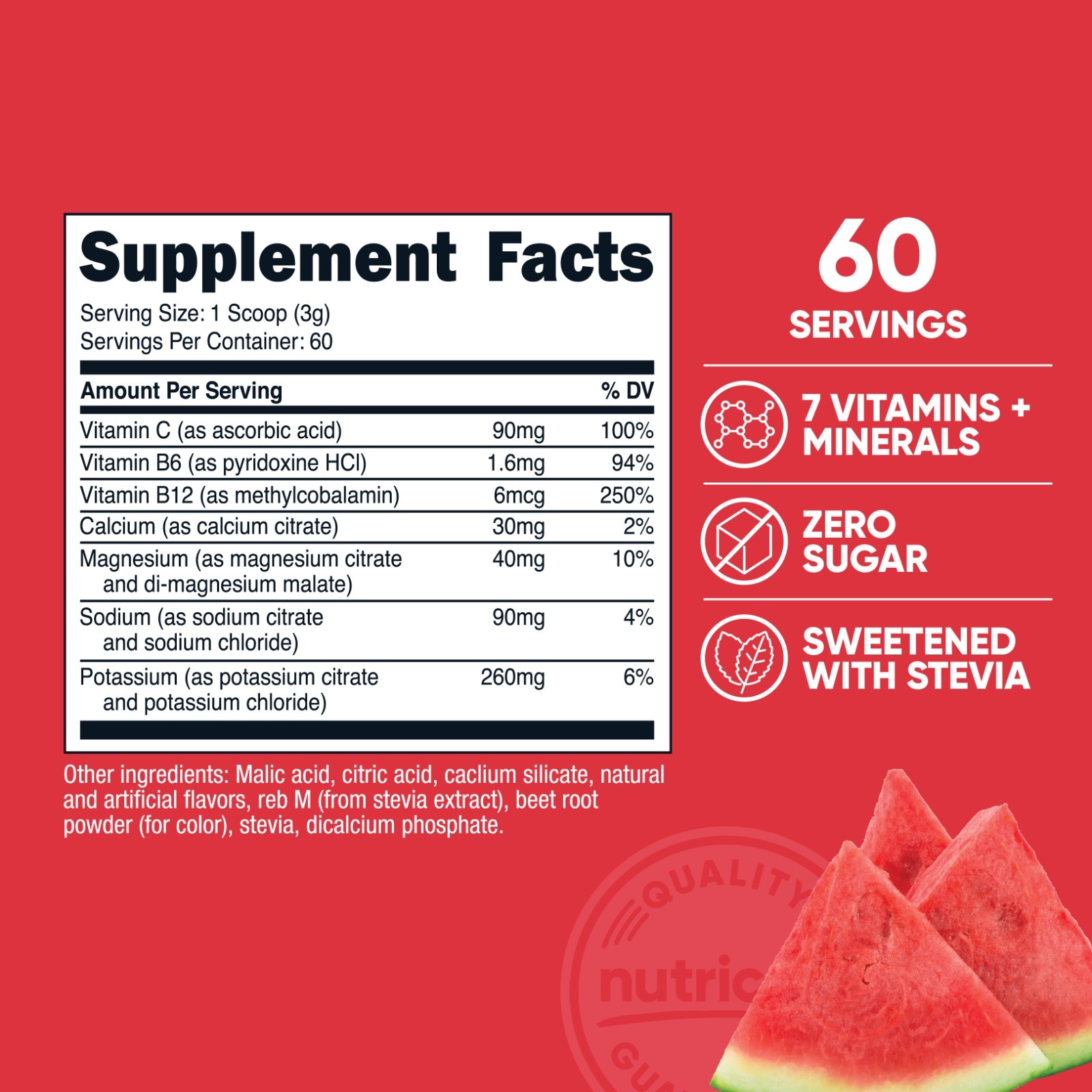 Nutricost Electrolytes Complex Powder (Watermelon) 60 Servings – Zero Sugar