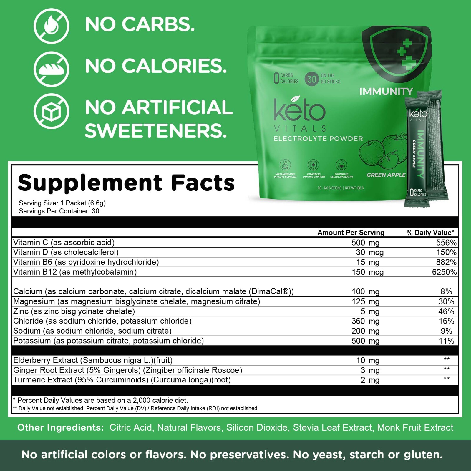 Keto Vitals Immunity Keto Electrolyte Powder – Boost Your Immune System – 30 CT