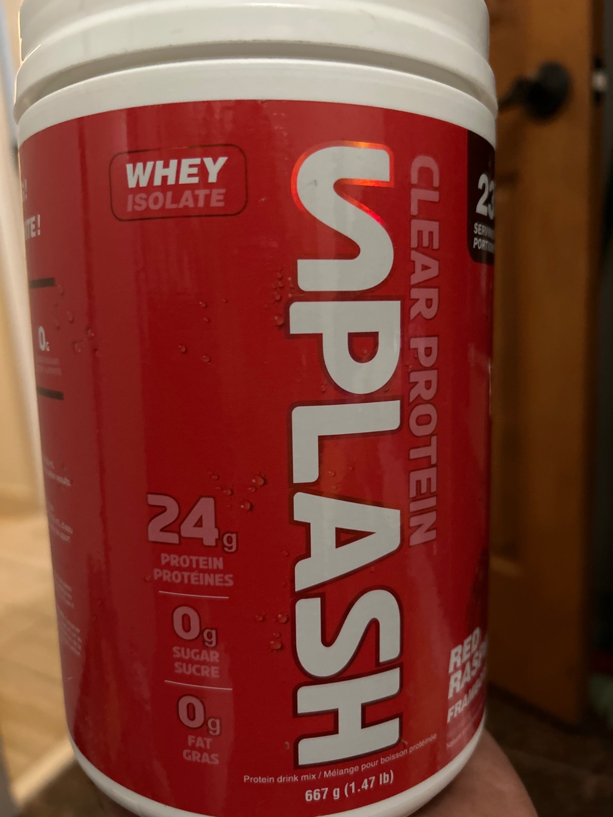 SPLASH (clear whey protein isolate) red raspberry ,24 G protein