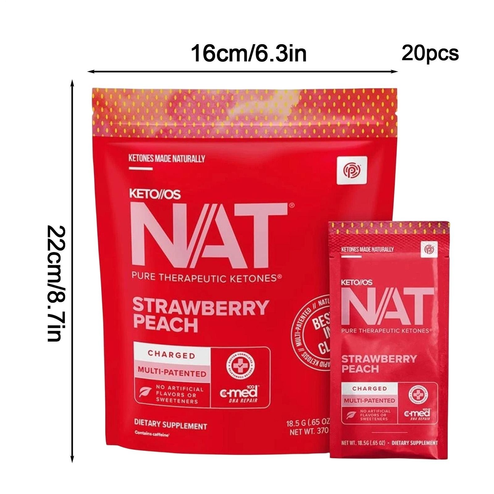 Pruvit Keto OS NAT Strawberry Peach Charged Ketones 20 Packs