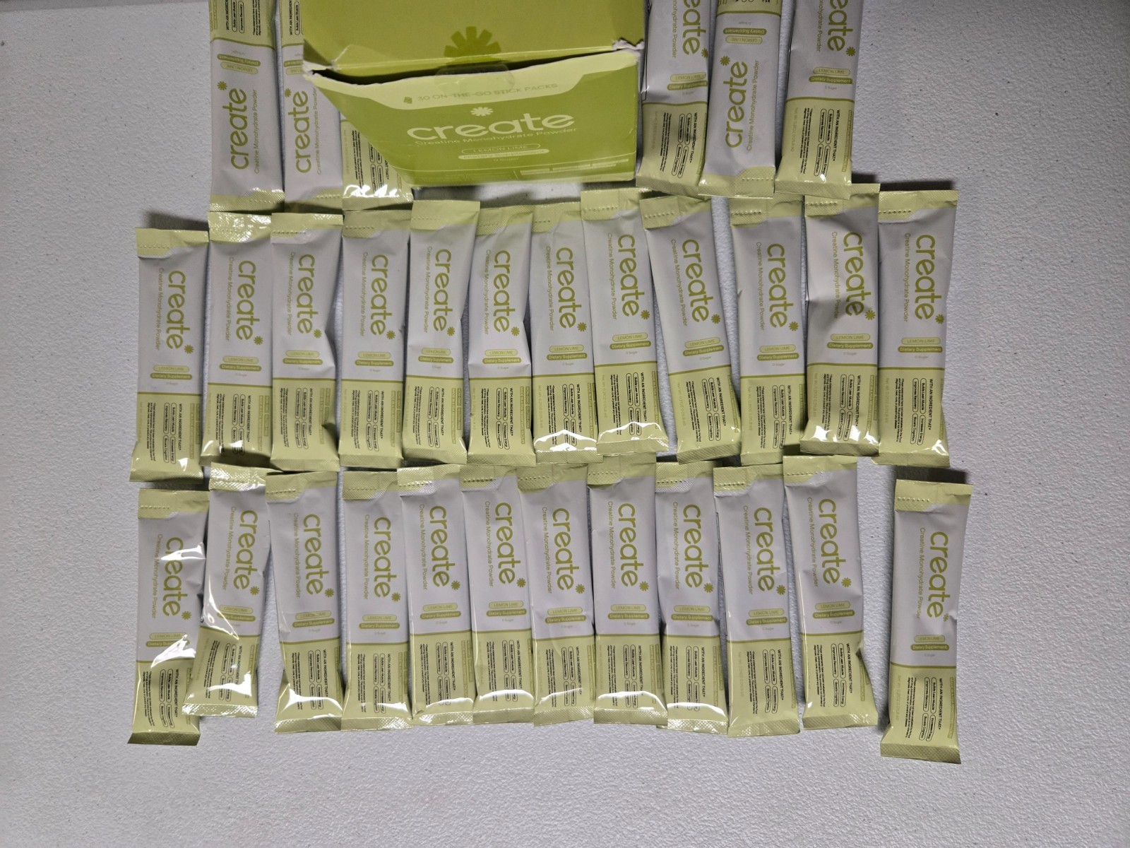 Create Creatine Monohydrate Powder Lemon Lime Dietary Supplement 30 sticks
