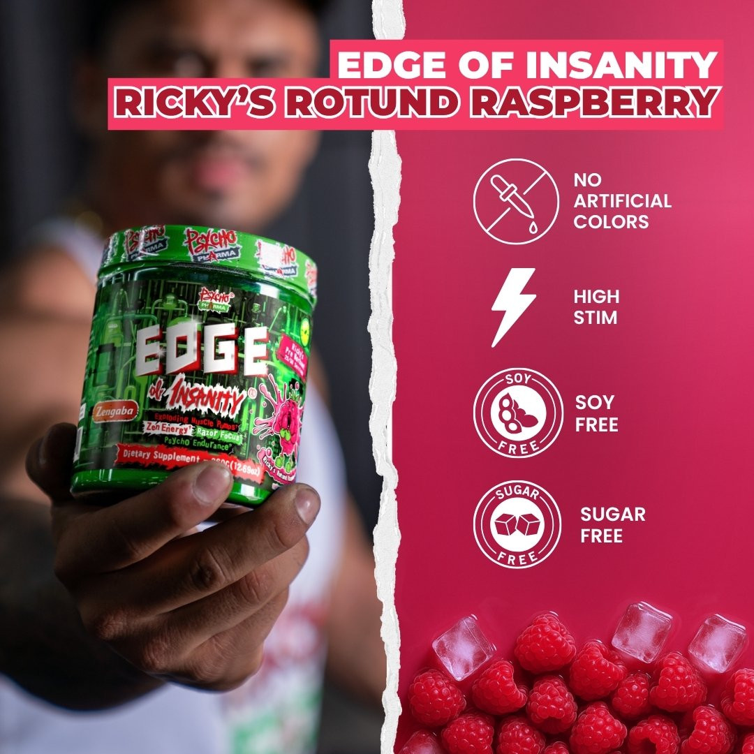Psycho Pharma EDGE OF INSANITY 25 Serving Pre-Workout Powder Extra Kick FRESH