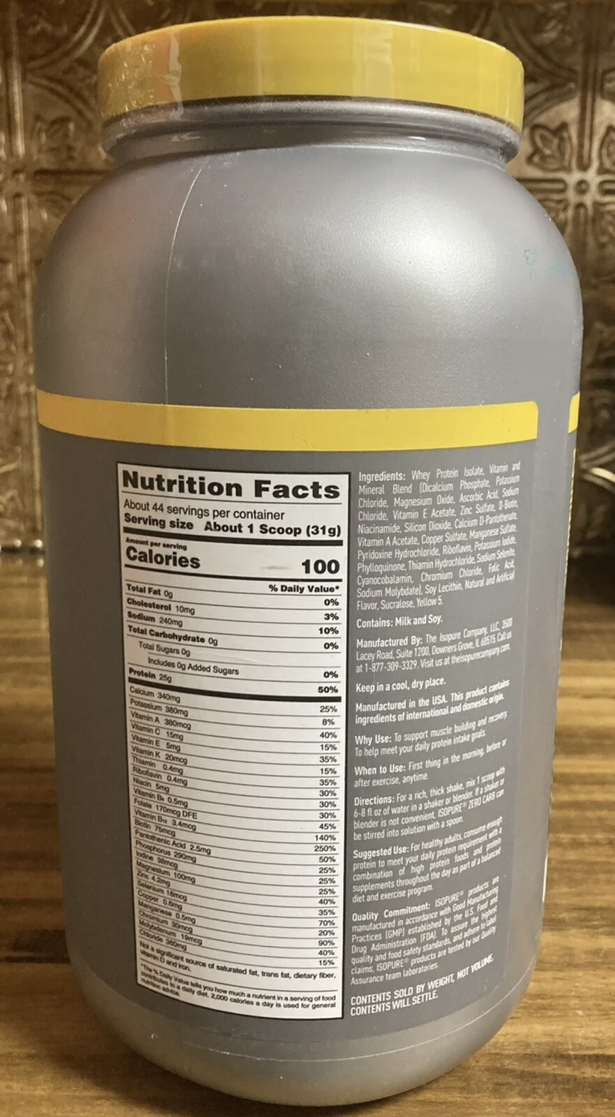 Isopure Banana Cream Zero Carb Protein Powder 3 lb (1.36 kg) 44 Servings
