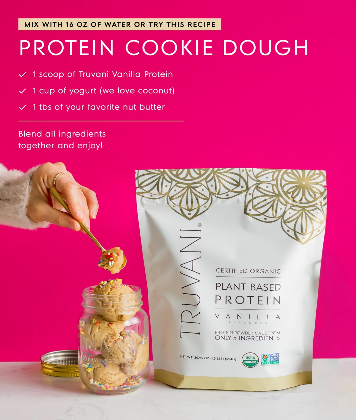 Truvani Vegan Pea Protein Powder | Vanilla | 1 Serving (Pack of 1),