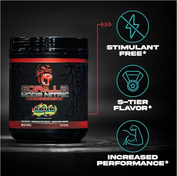 Gorilla Mode Nitric Pre-Workout, Blackberry Lemonade, 1.72 lb