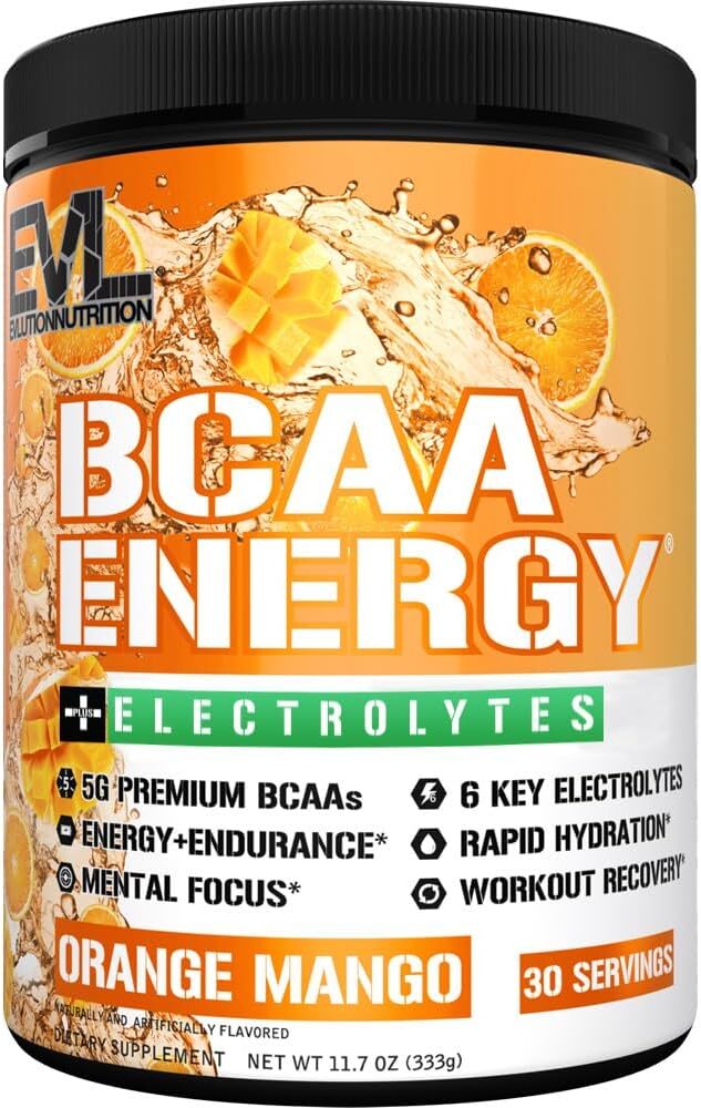 EVL Evlution Nutrition BCAA Energy Amino Acid Pre-Workout Powder – 30 & 65 Srv
