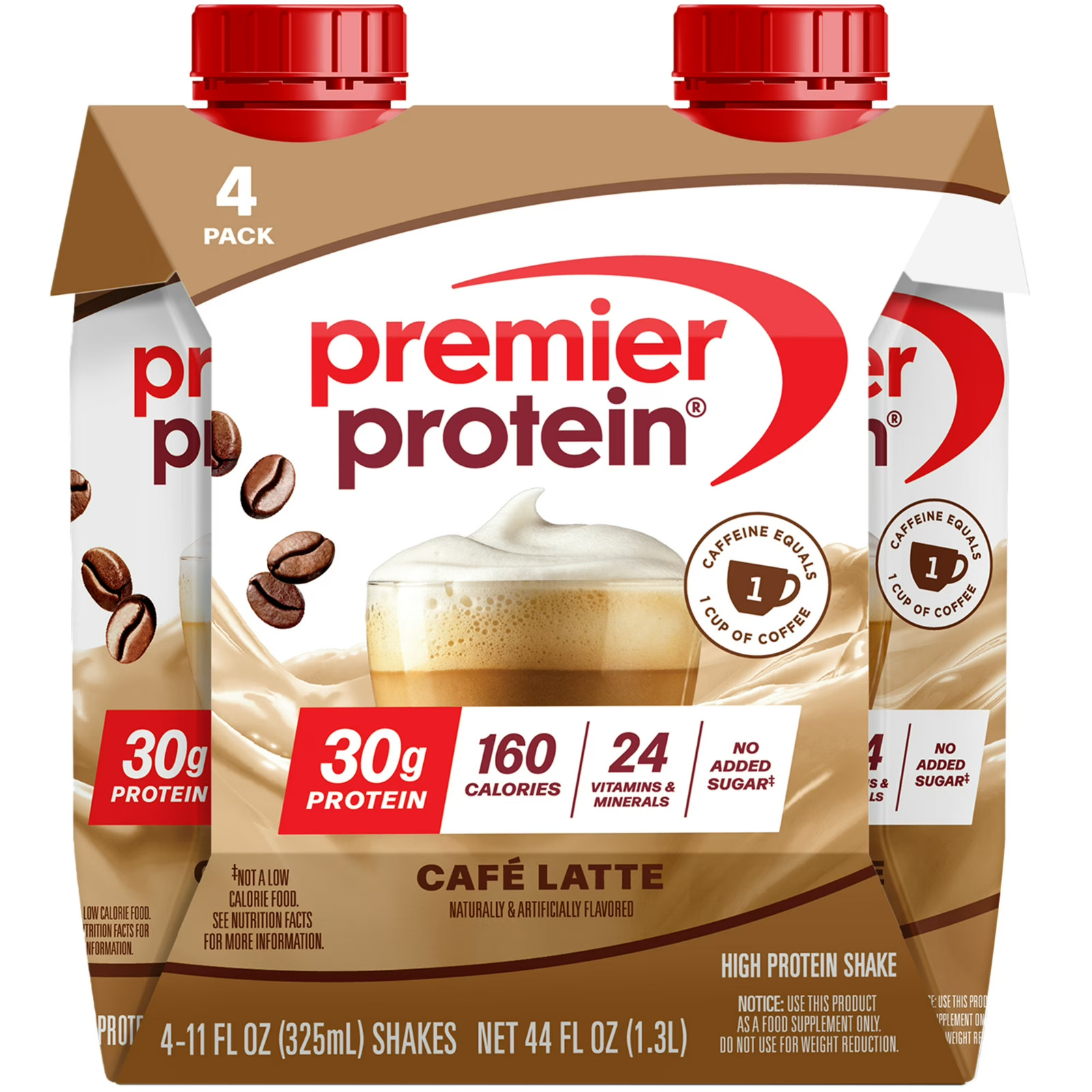 Premier Protein Nutritional Shake – Café Latte 30g Protein, 11 fl oz, 4 Ct
