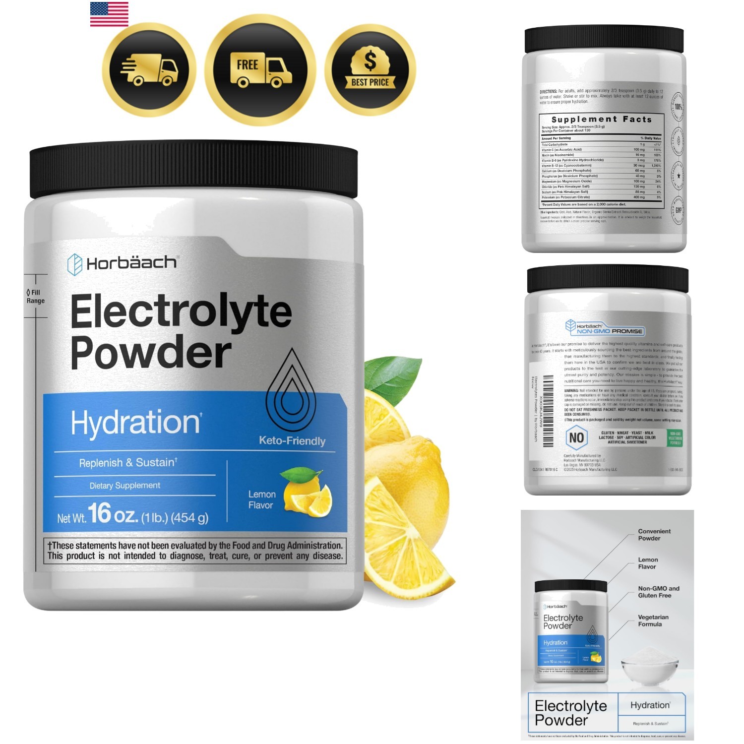 Electrolytes Powder | 16 oz | 130 Servings | Hydration Support | Keto-Friendl…