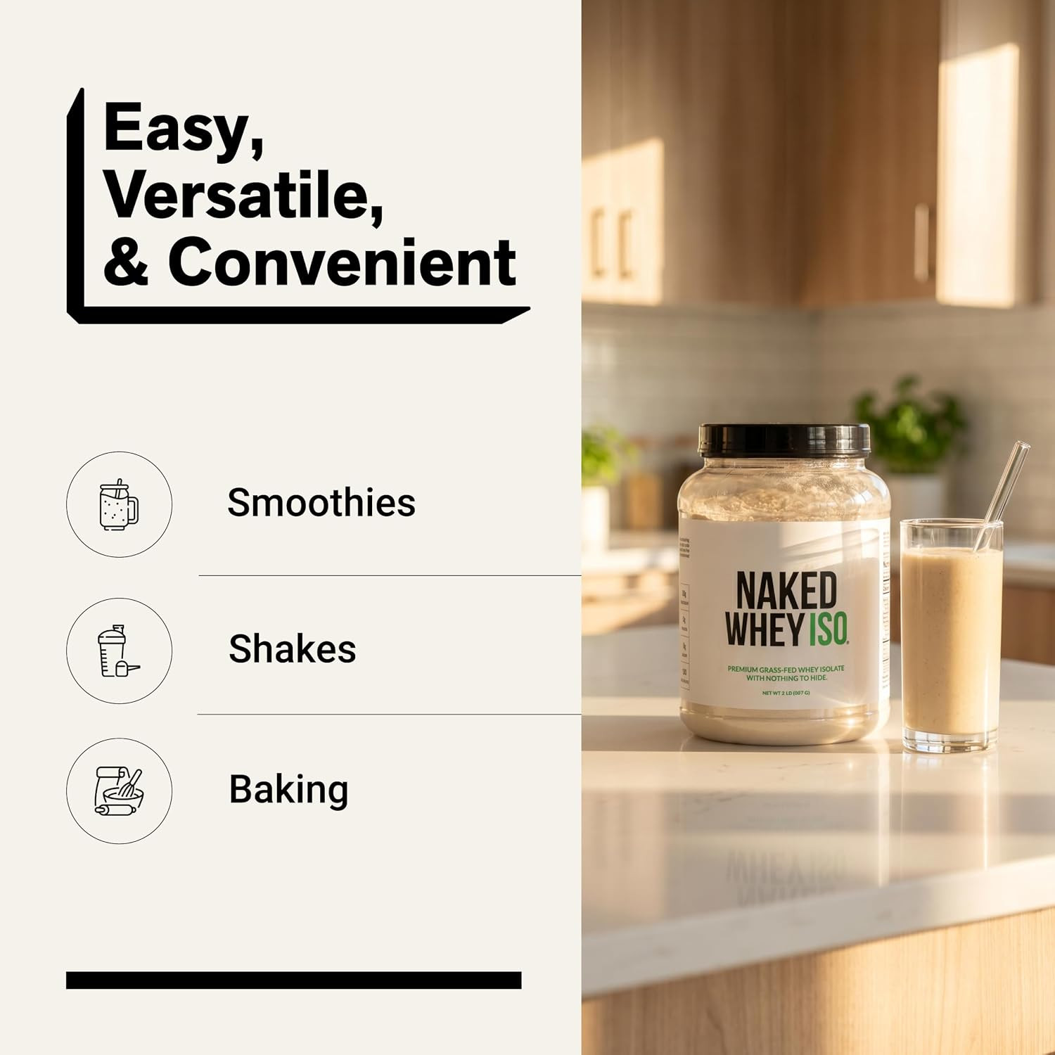 Whey Isolate Protein – Only 2 Ingredients, 30G Grass-Fed Protein, Zero Carb, Unf