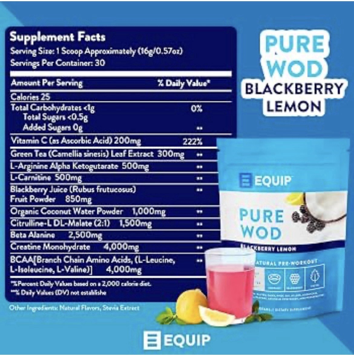 ❤️ EQUIP FOODS Blackberry Lemon All Natural Pre-Workout 20.3 oz Exp 5/2027