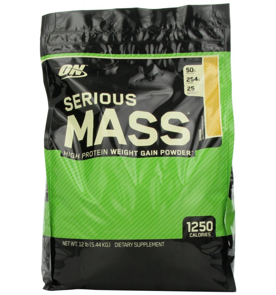 OPTIMUM NUTRITION SERIOUS MASS Gainer Protein Creatine Amino Acid Banana 12lbs