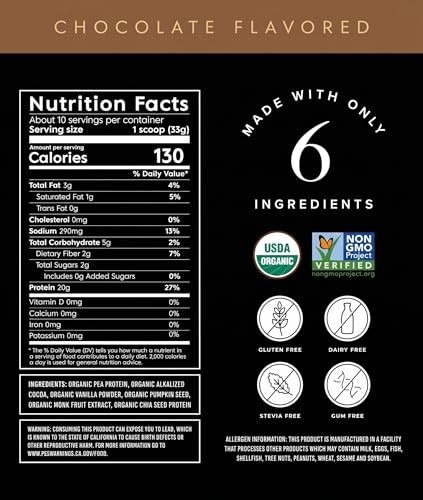 Truvani Organic Vanilla Vegan Pea Protein Powder, 10.47 Ounces