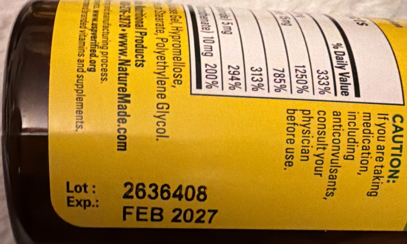 Nature Made Vitamin B-Complex With C Vitamin 100 Caplets Exp 02/2027