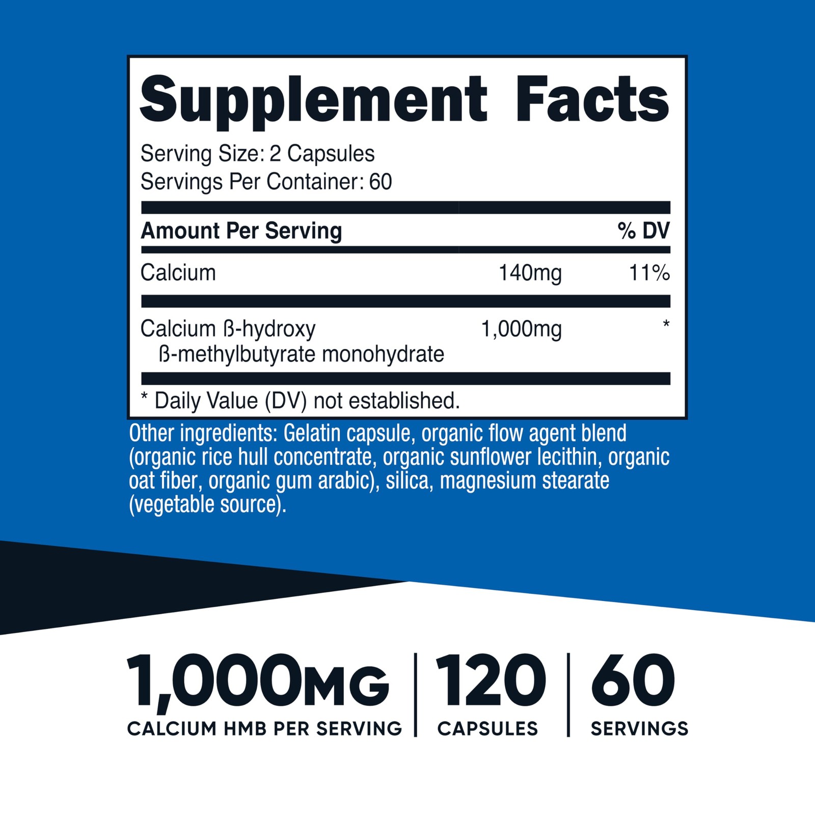 Nutricost HMB (Beta-Hydroxy 120 Count (Pack of 1), Multicolor