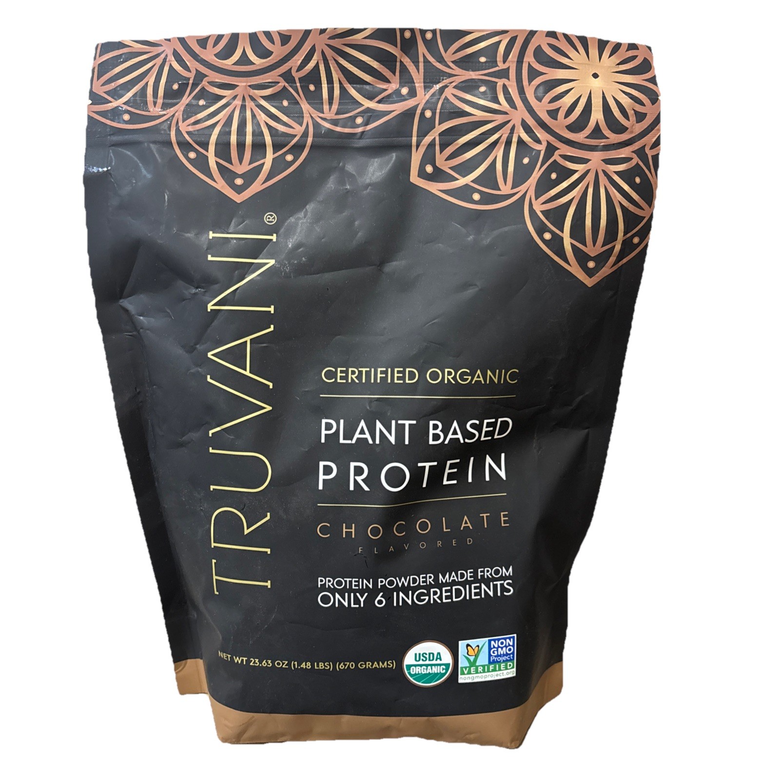 Truvani Vegan Pea Protein Powder Chocolate 1.5lb Organic Plant Based BB 09/2027