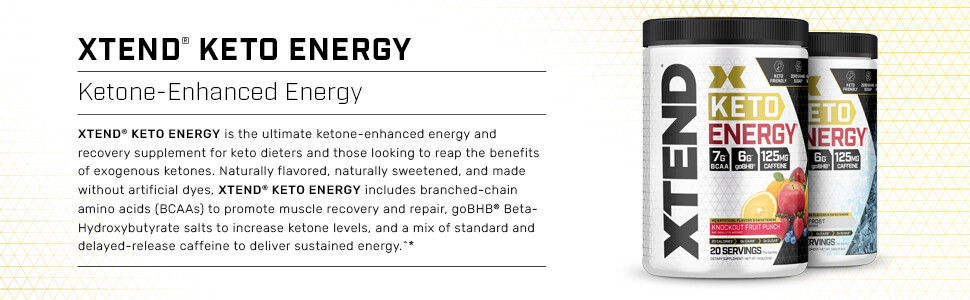 XTEND Keto ENERGY | 6g goBHB 7g BCAA | Amino Acids 20 Servings