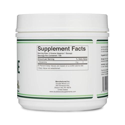 L Glutamine Powder 1.1lbs (100 Servings of 5 Grams Each – Third Party Tested for