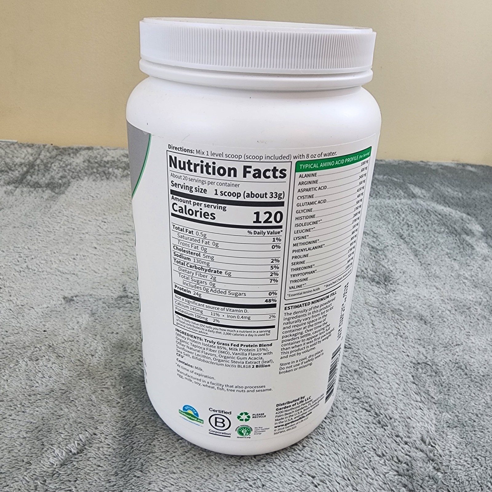 Garden of Life Sport Certified Grass Fed Whey Protein – Vanilla