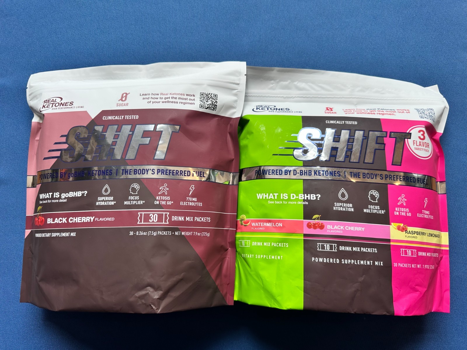 2 x Real Ketones SHIFT Combo Black Cherry + Variety Pack, 60 Days Supply, Exp 28