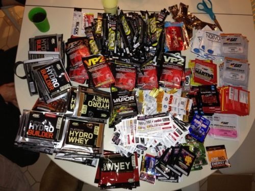 Supplement Samples Lot Mix Of 50 Items. Pre Workout Protein Fat Burner Bcaa Test