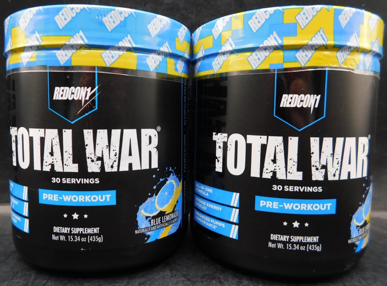 Lot Of 2 Redcon1 Total War Pre Workout Blue Lemonade 15.34oz Ea Exp: 6/27+ New