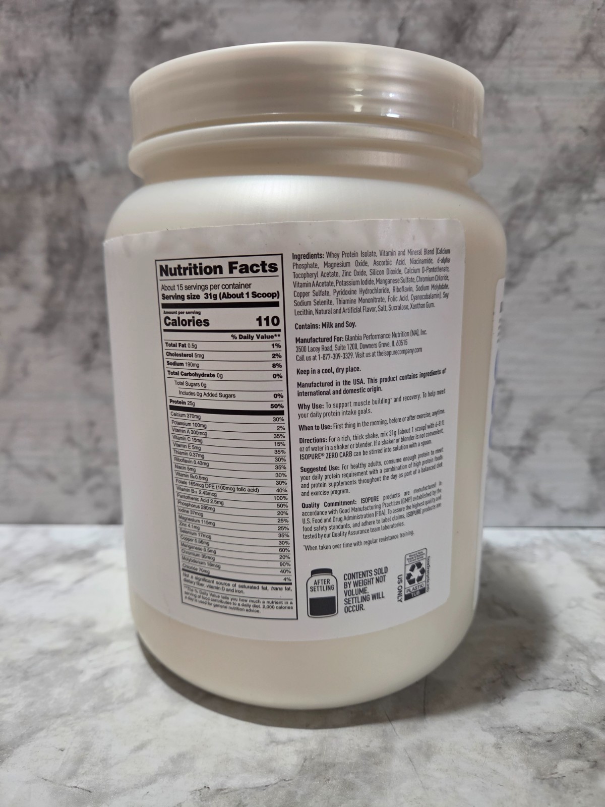 Isopure Zero Carb 25g Protein Powder Whey Creamy Vanilla 16.4 OZ 1/2028