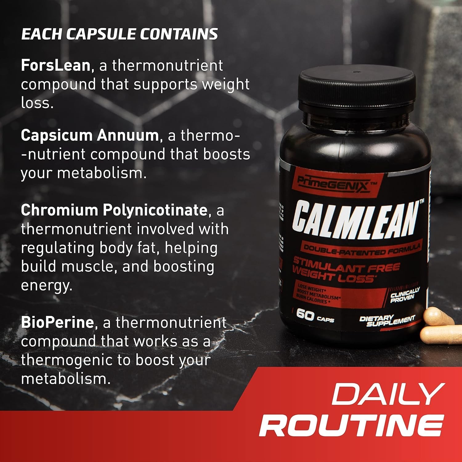 PrimeGENIX CalmLean Stimulant, Free Fat Burner, Pro Weight Loss