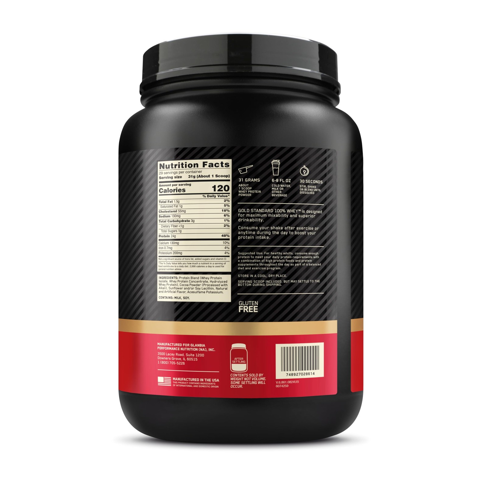 Optimum Nutrition GoldStandard 100% Whey Protein Powder Dbl Rich Chocolate 10/27