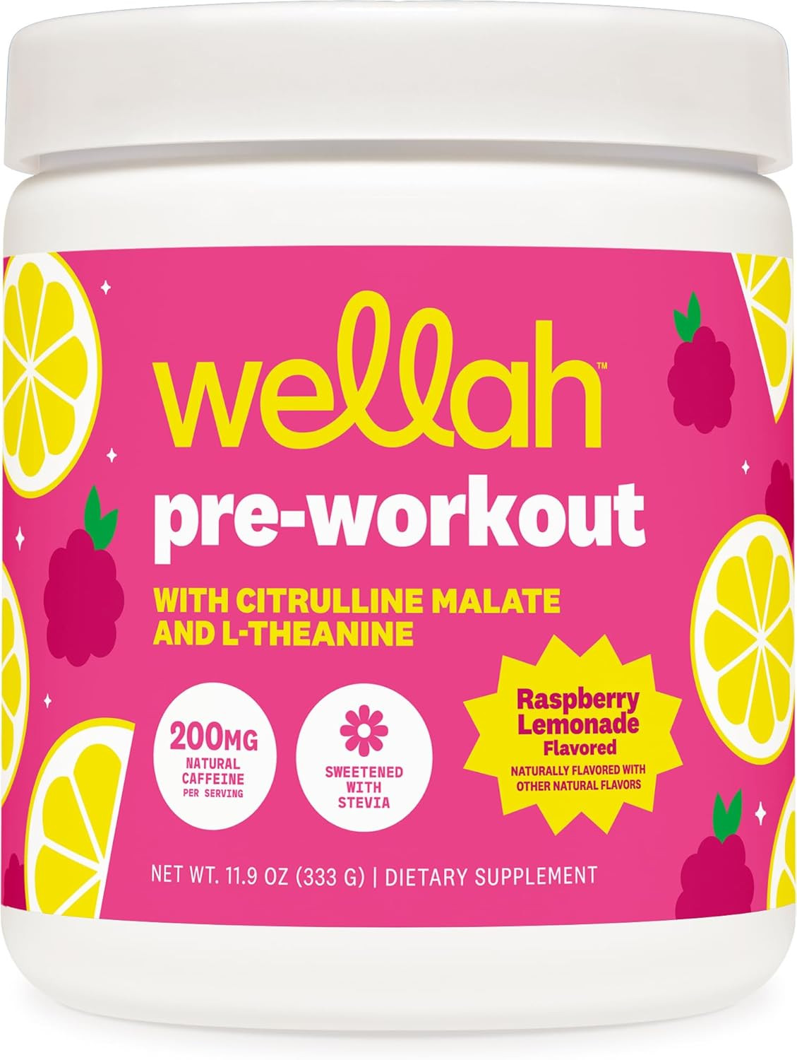 Pre-Workout Drink Mix (Raspberry Lemonade Flavored, 30 Servings) – with Citrulli