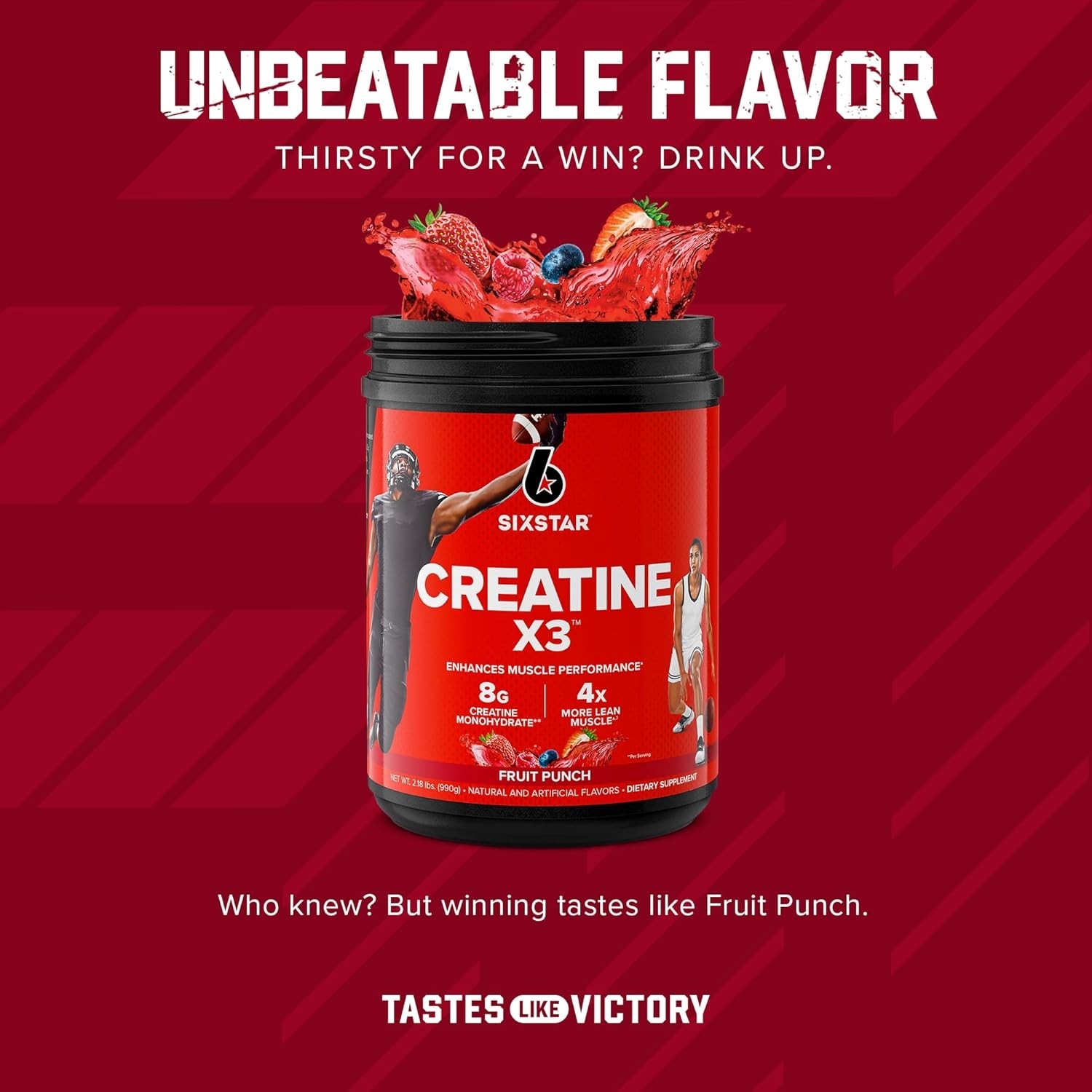 Six Star Creatine Monohydrate Powder, X3 (Fruit Punch) – Flavored Creatine HCl P