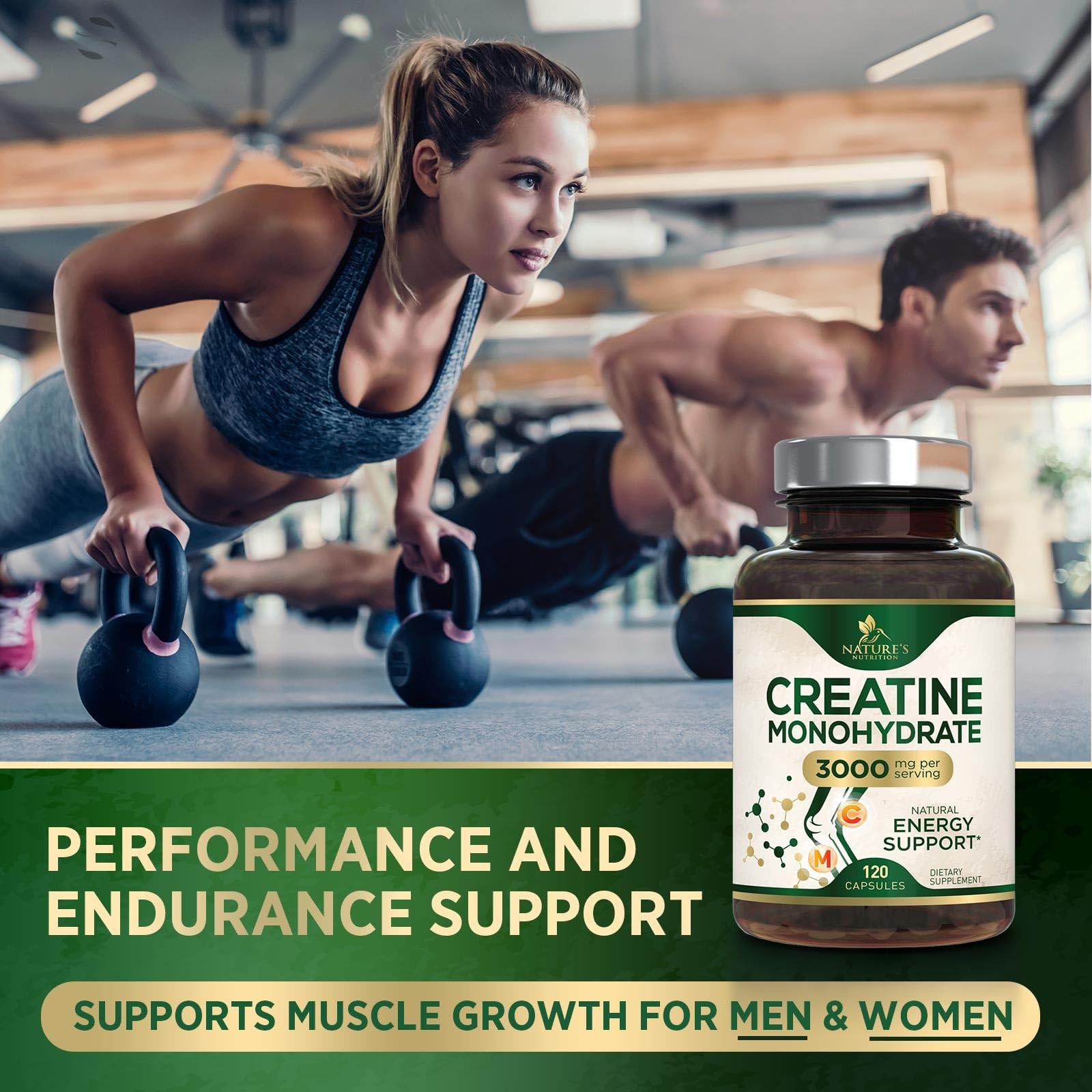 Creatine Monohydrate 3000mg Per Serving – Micronized 120 Count (Pack of 1)