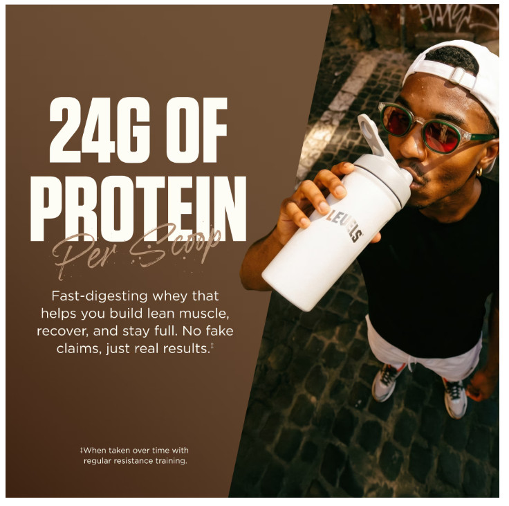 Levels Grass Fed Whey Protein Powder, No Artificials, 24G of Protein, Double Cho