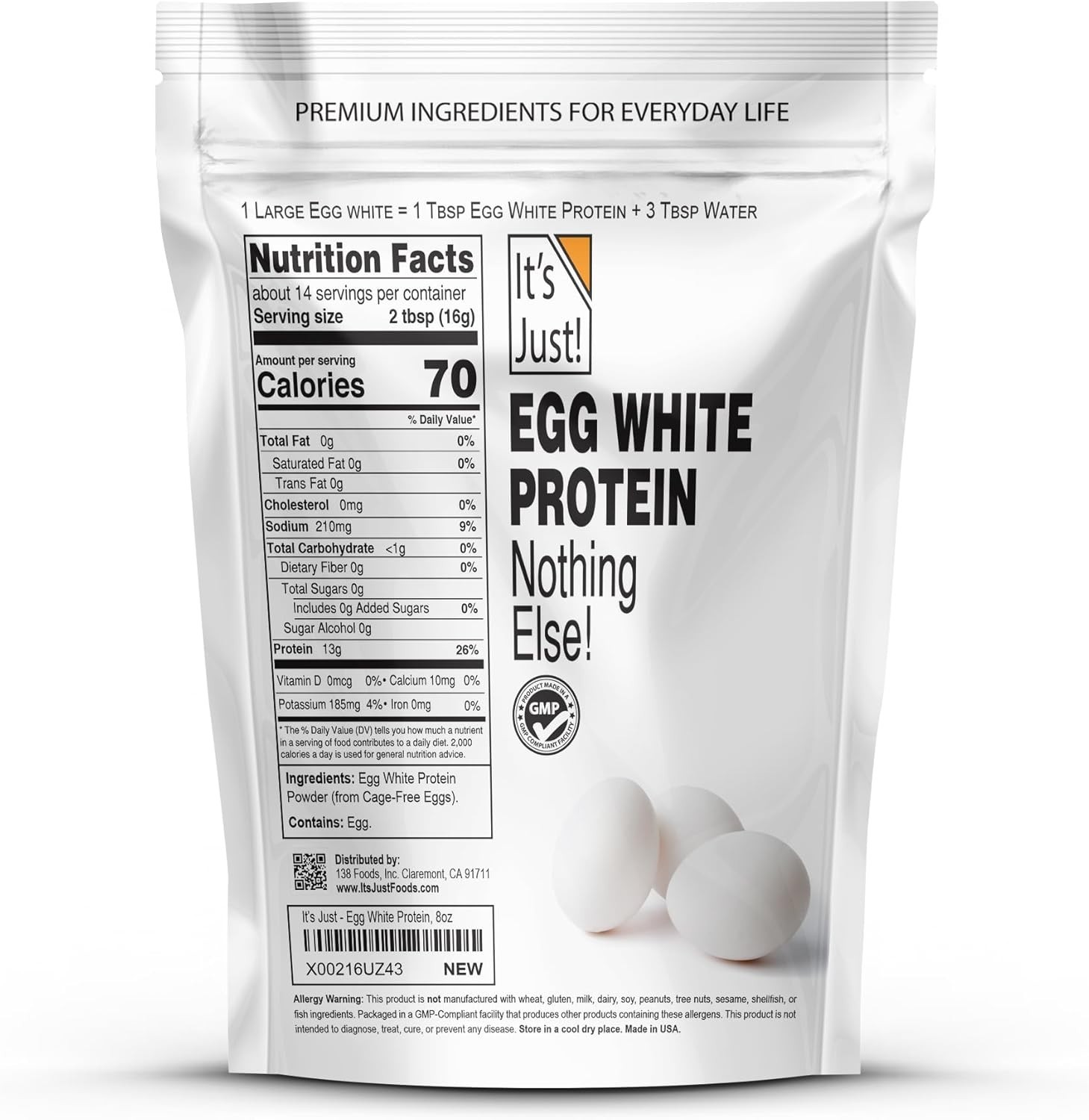 Keto-Friendly Egg White Protein Powder, 8oz – Unflavored Versatility for Health
