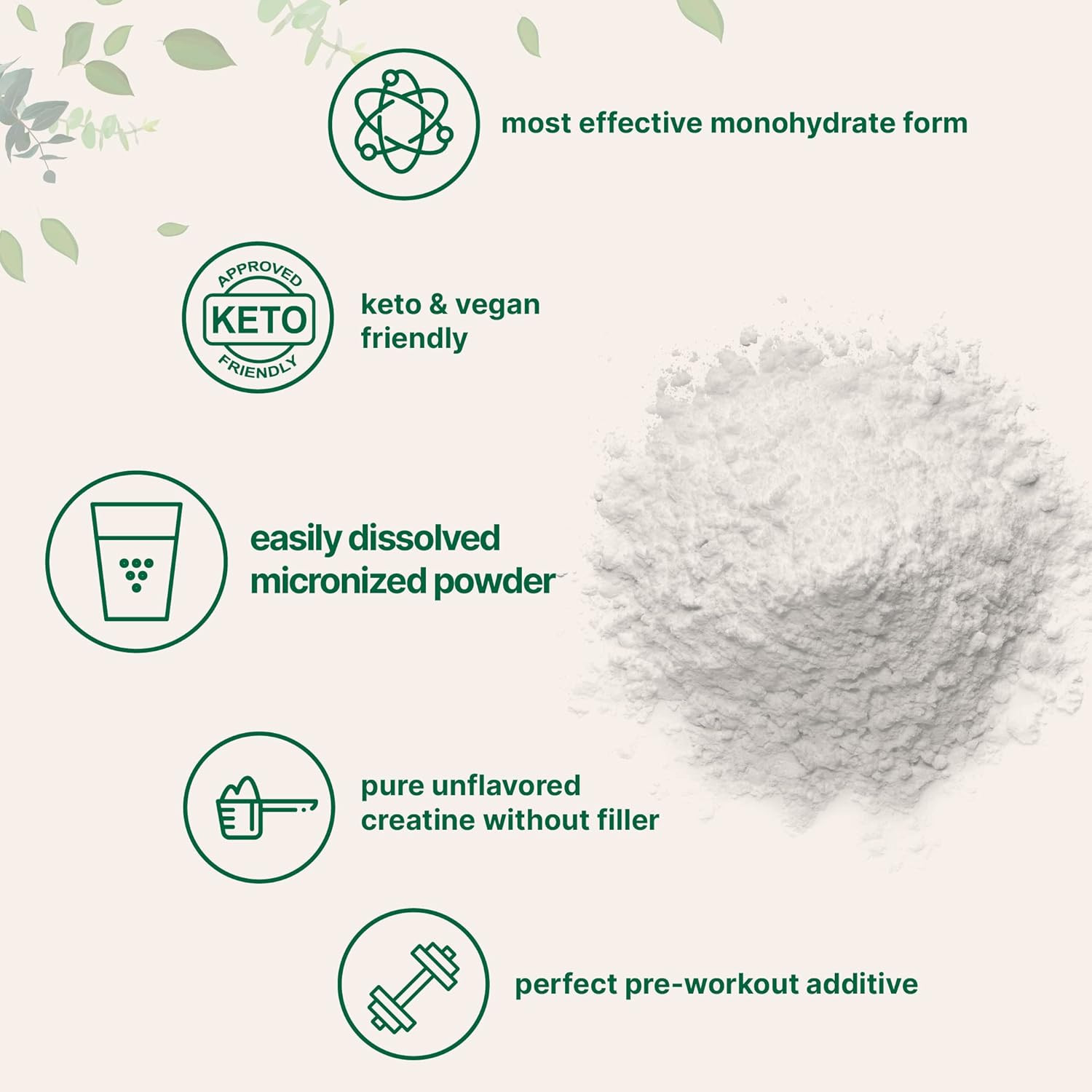 Pure Creatine Monohydrate 2.2lbs – Powder Micronized 200 Servings 5g Per Serving