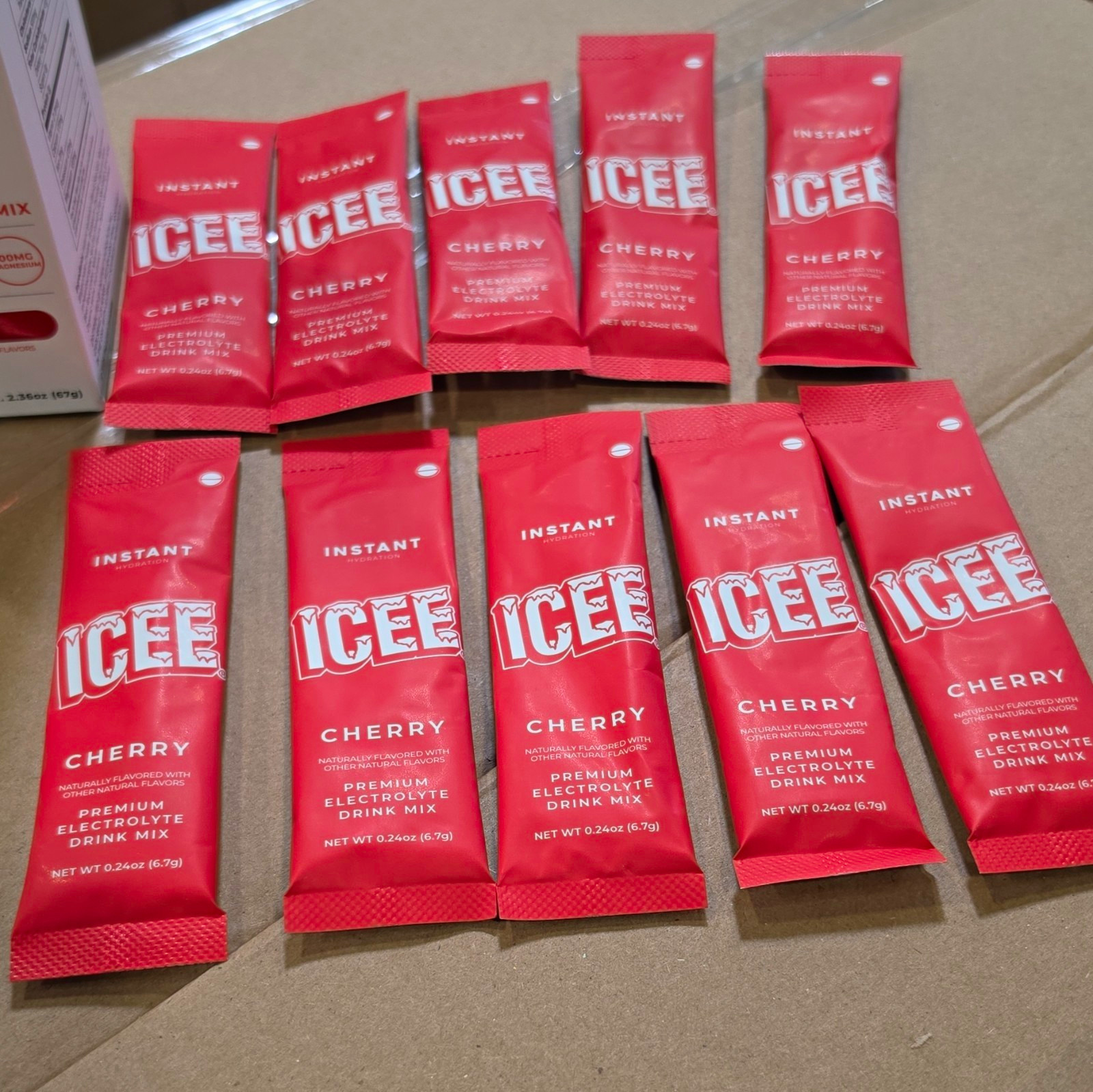 ICEE Electrolyte Hydration Drink Mix Cherry Lot Of 30 Sticks Zero Sugar
