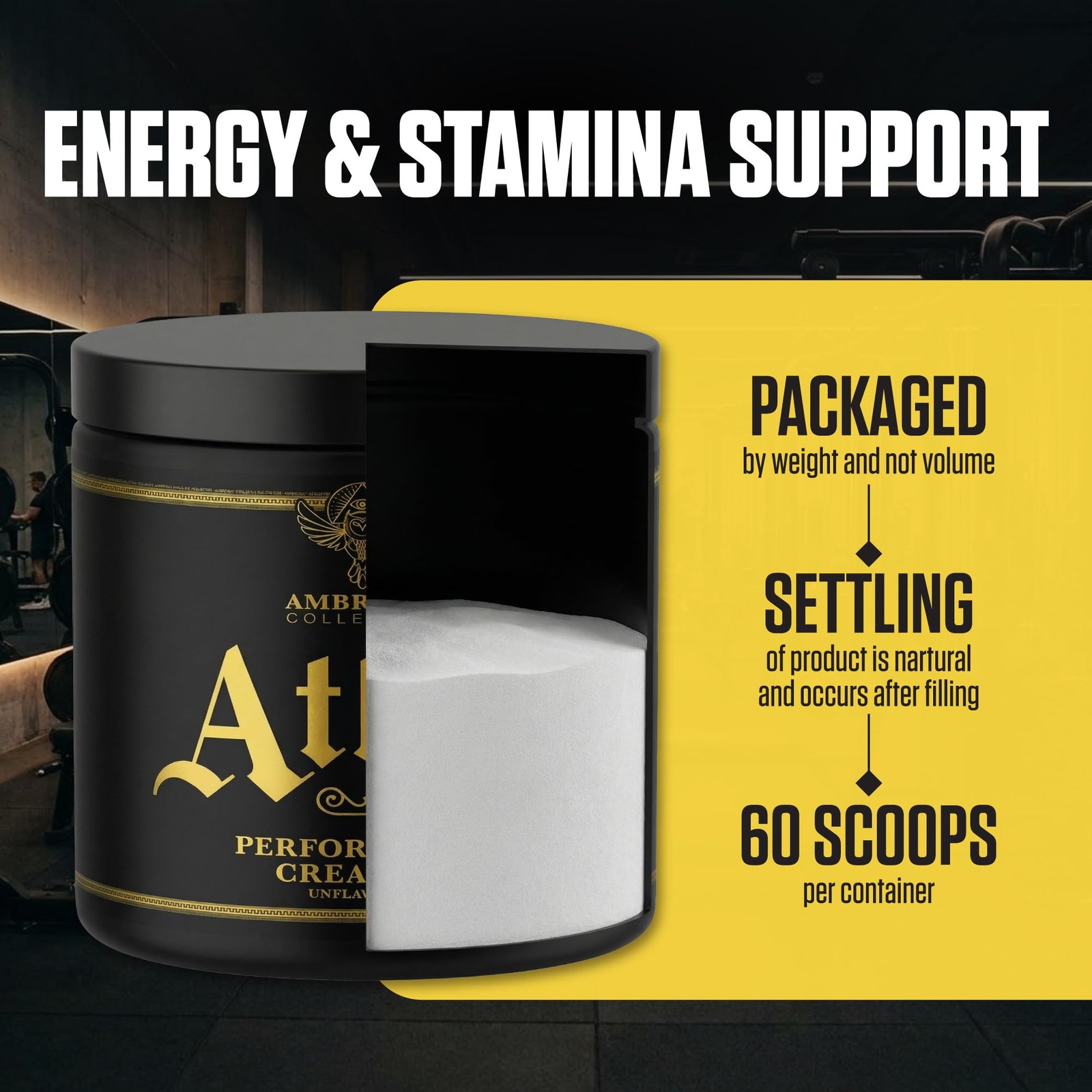 Ambrosia Atlas Performance Creatine Creapure® + Acetic 0.39 Ounce (Pack of 1)