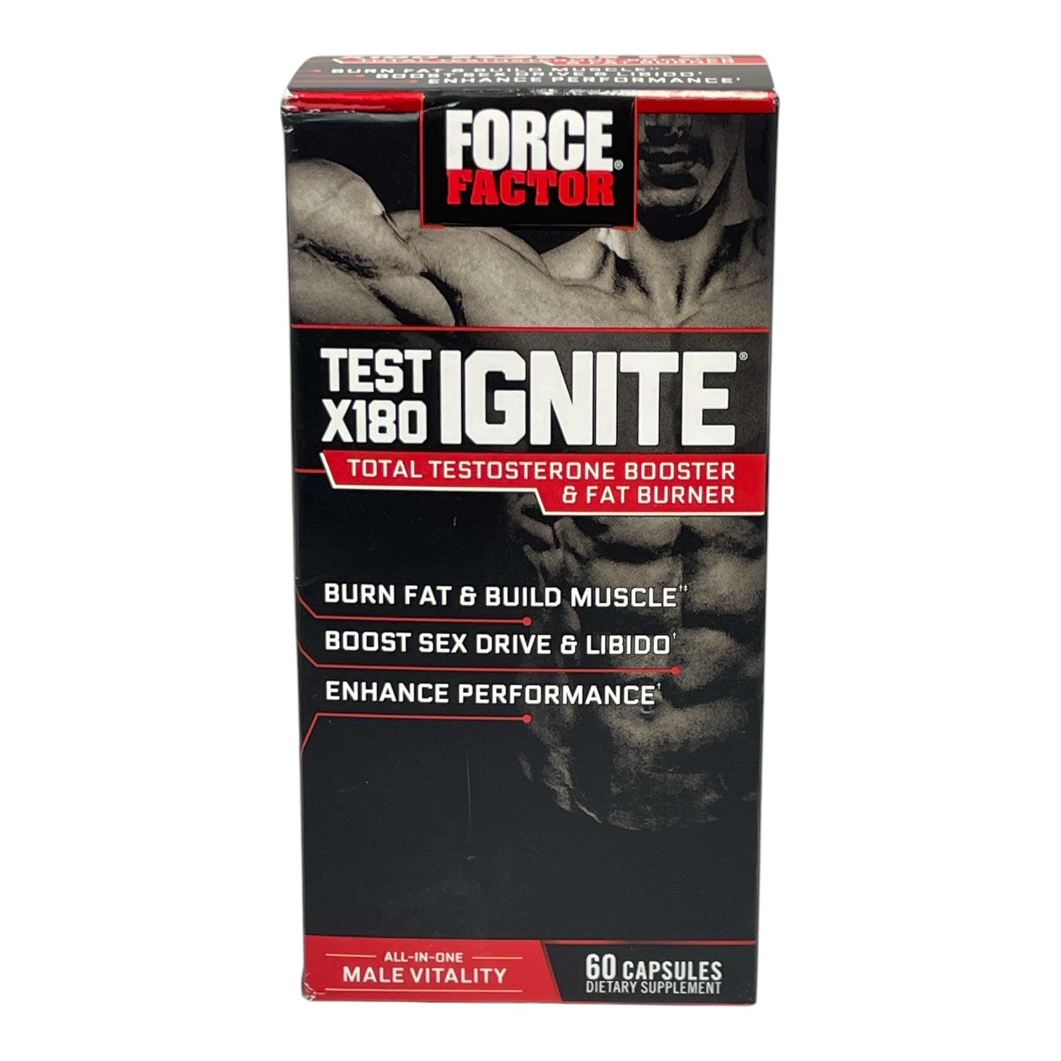 *Force Factor Test X180 Ignite Total Testosterone Booster & Fat Burner -60 Count
