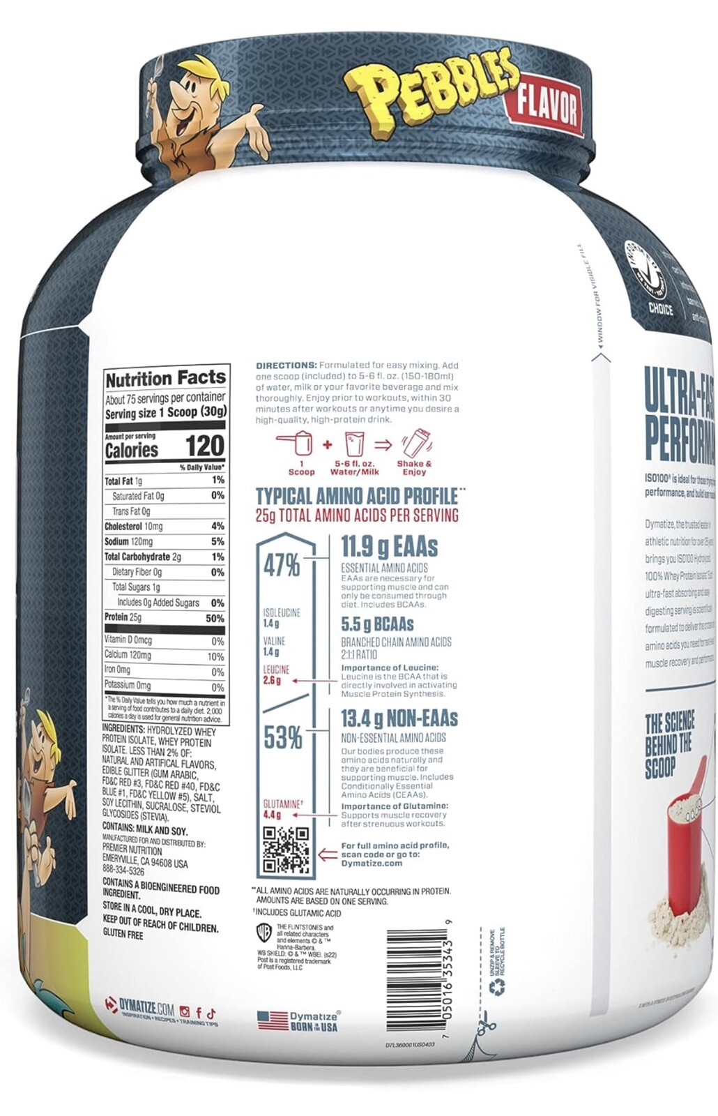 Dymatize ISO100 Hydrolyzed Whey Isolate Protein Powder Fruity Pebbles, 5 LB