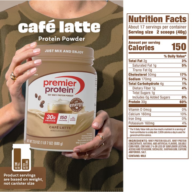 New 2 Pack Premier Protein 100% Whey Protein Powder Café Latte 23.9 oz