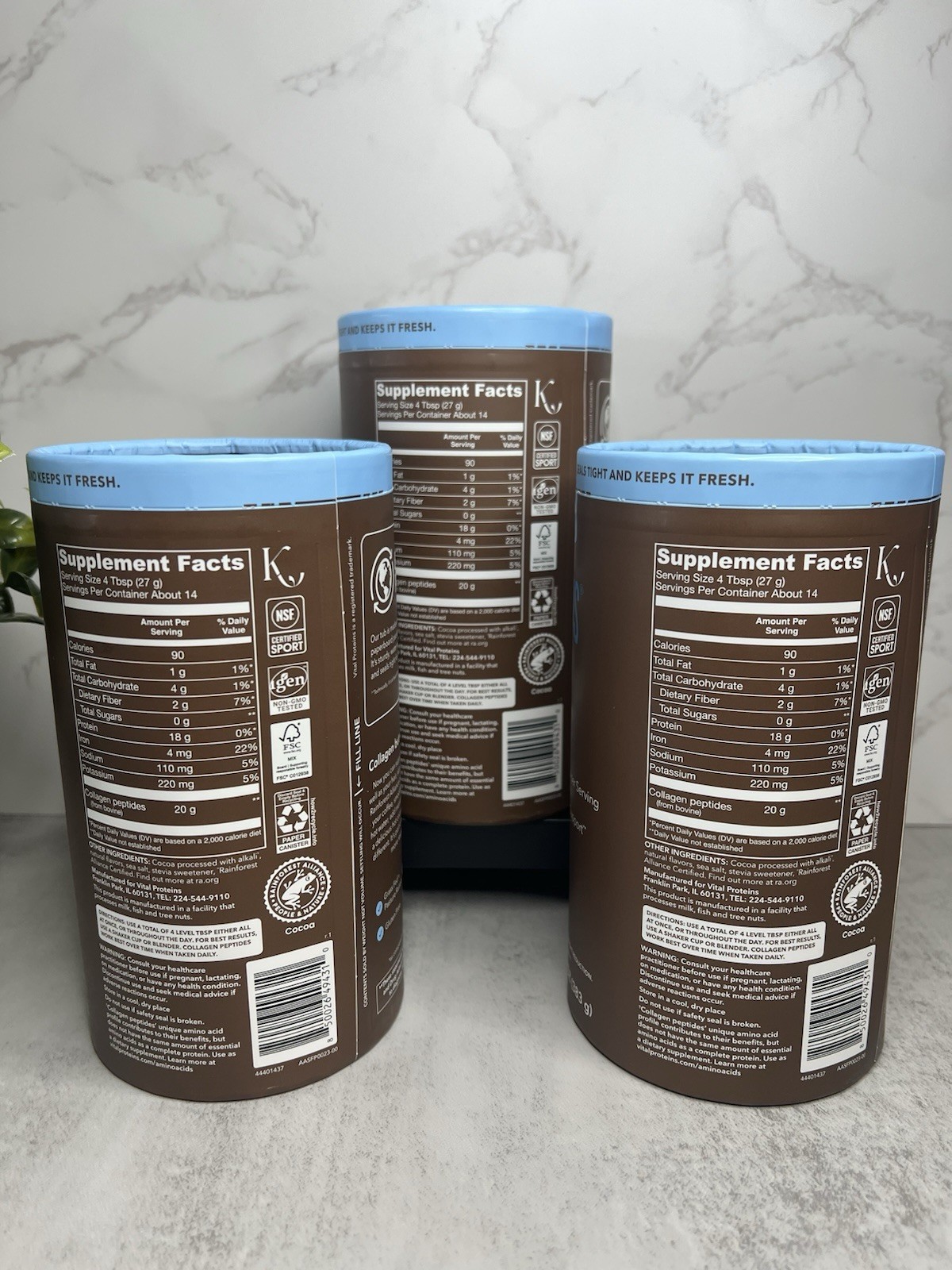 Vital Proteins Collagen Peptides Powder Chocolate Three Pack! 13.5oz Exp 05/28