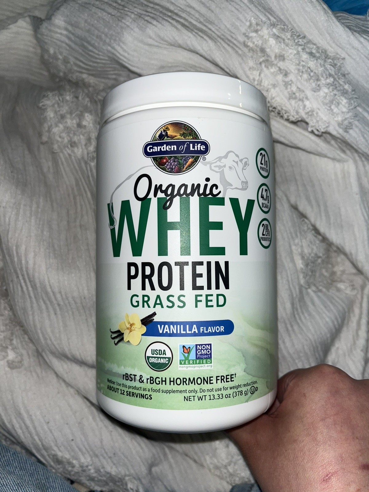 Garden of Life Organic Whey Protein Grass-Fed Vanilla 13.33 oz (378 g)
