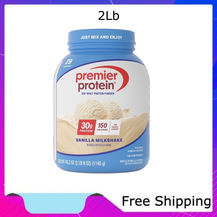 Premier Protein 100% Whey Protein Powder, Vanilla Milkshake, 30g Protein, 2Lb