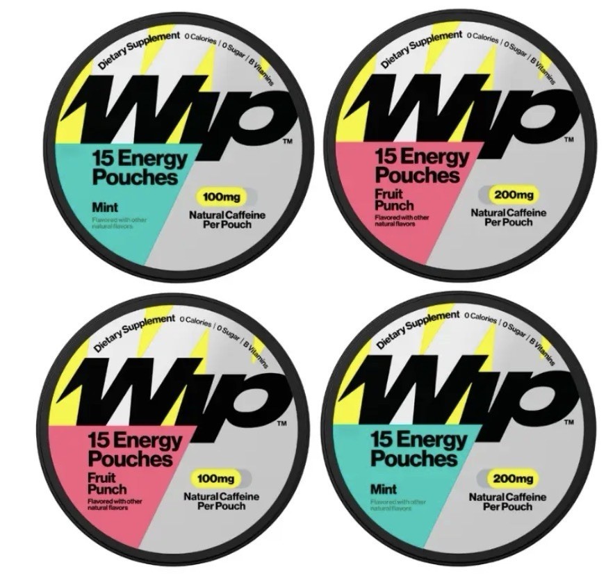 Wip Fruit Punch & Mint Energy Pouches 4pk 100mg & 200mg Caffeine