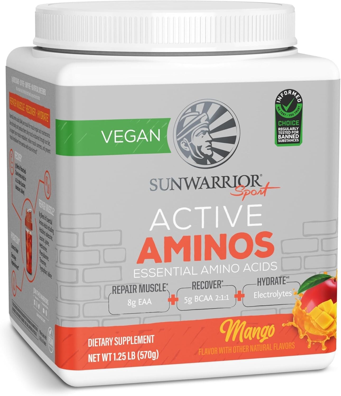 Sunwarrior Amino Acids Amino Energy Powder Essential Amino Acids, Mango, 570g