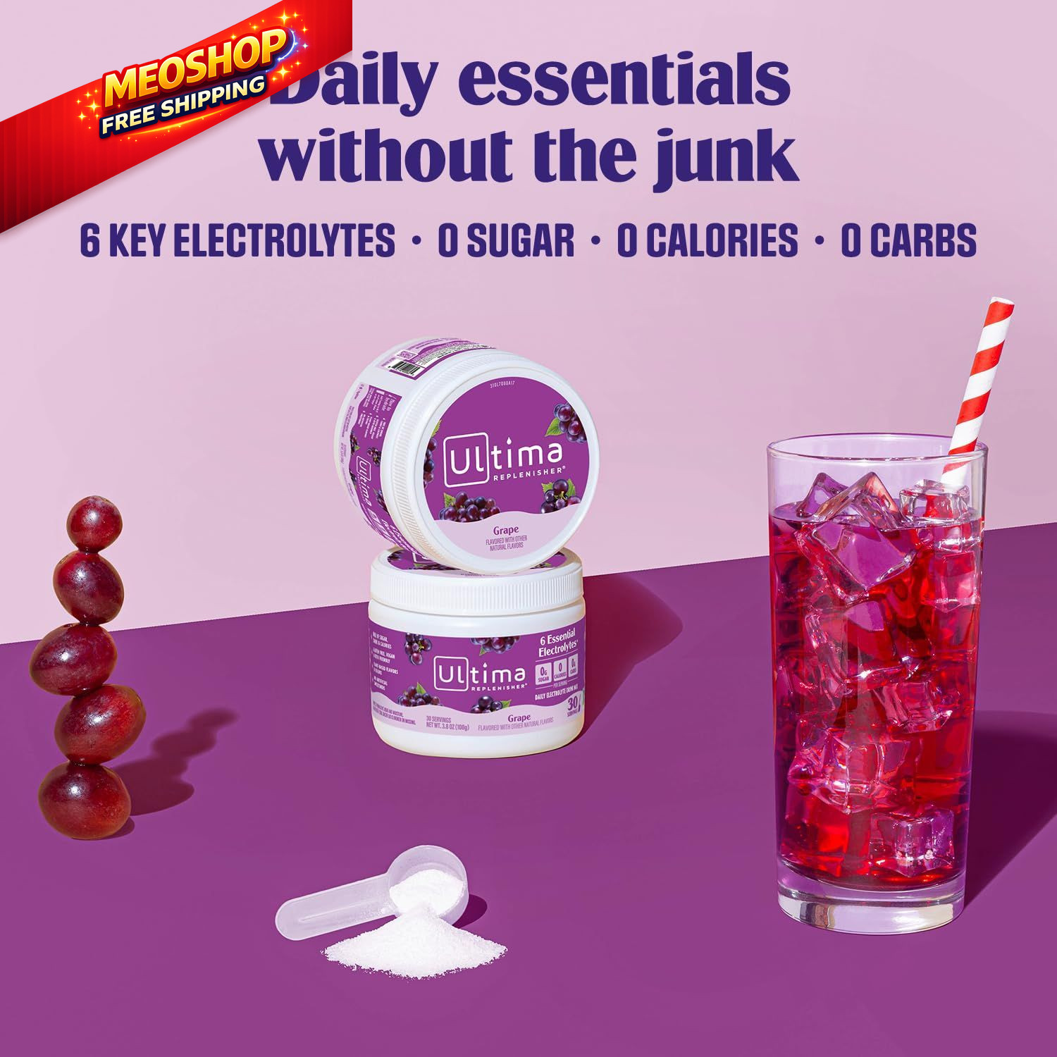 Ultima Replenisher Daily Electrolyte Powder 3.8 Ounce (Pack of 1), Grape