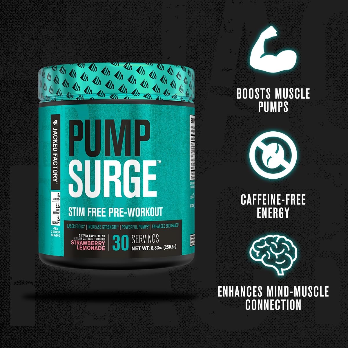 Jacked Factory Pumpsurge Caffeine Free Pre Workout for Men & Women – Nootropic B