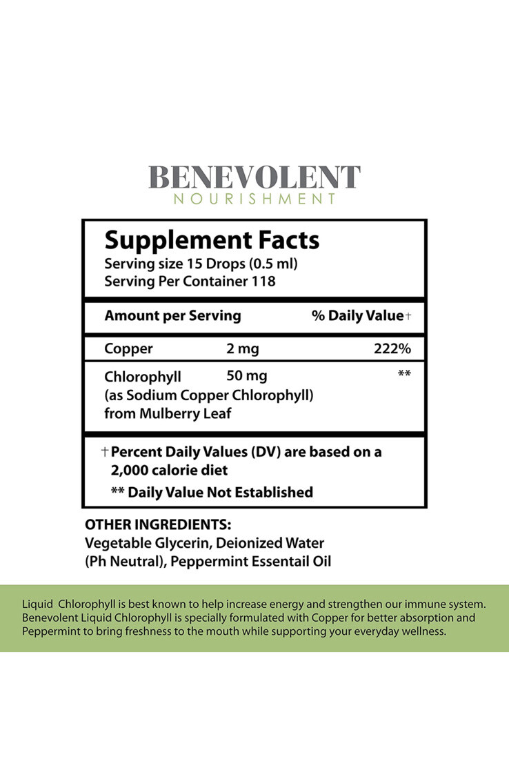 Chlorophyll Liquid Drops – Energy Boost | Immune System Support – 100% Natural