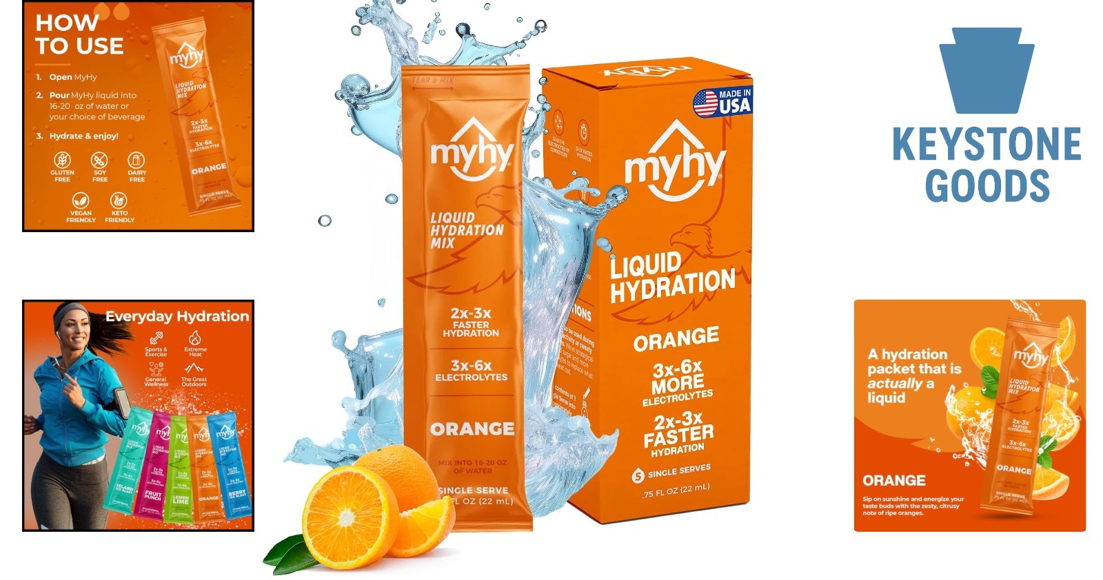 Electrolyte Liquid Hydration Packets – Orange, 5 Count