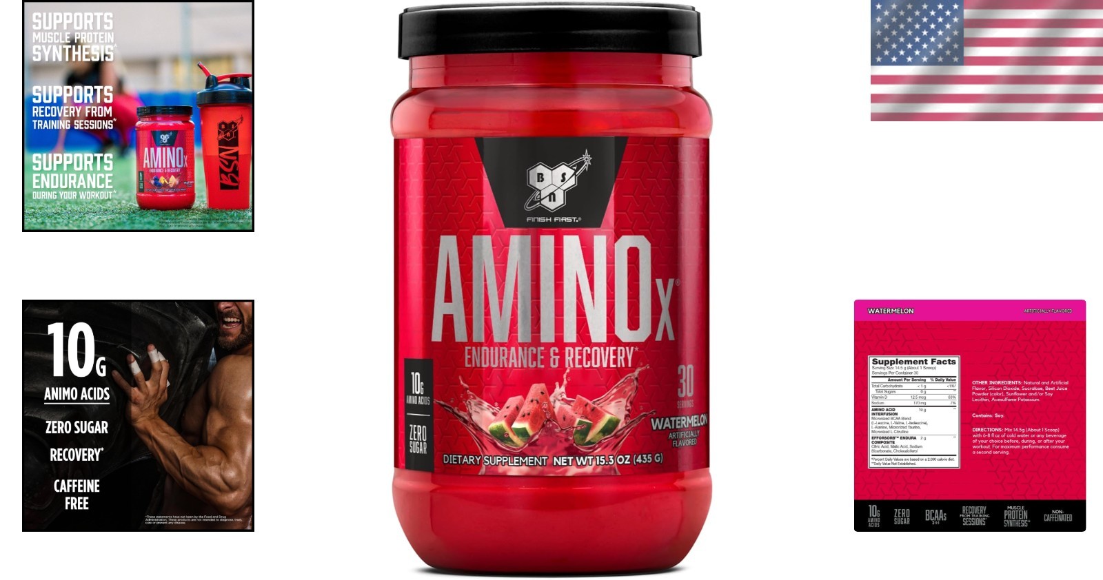 Amino X BCAA Muscle Recovery Powder – 10g Amino Acids, Watermelon, 30 Servings