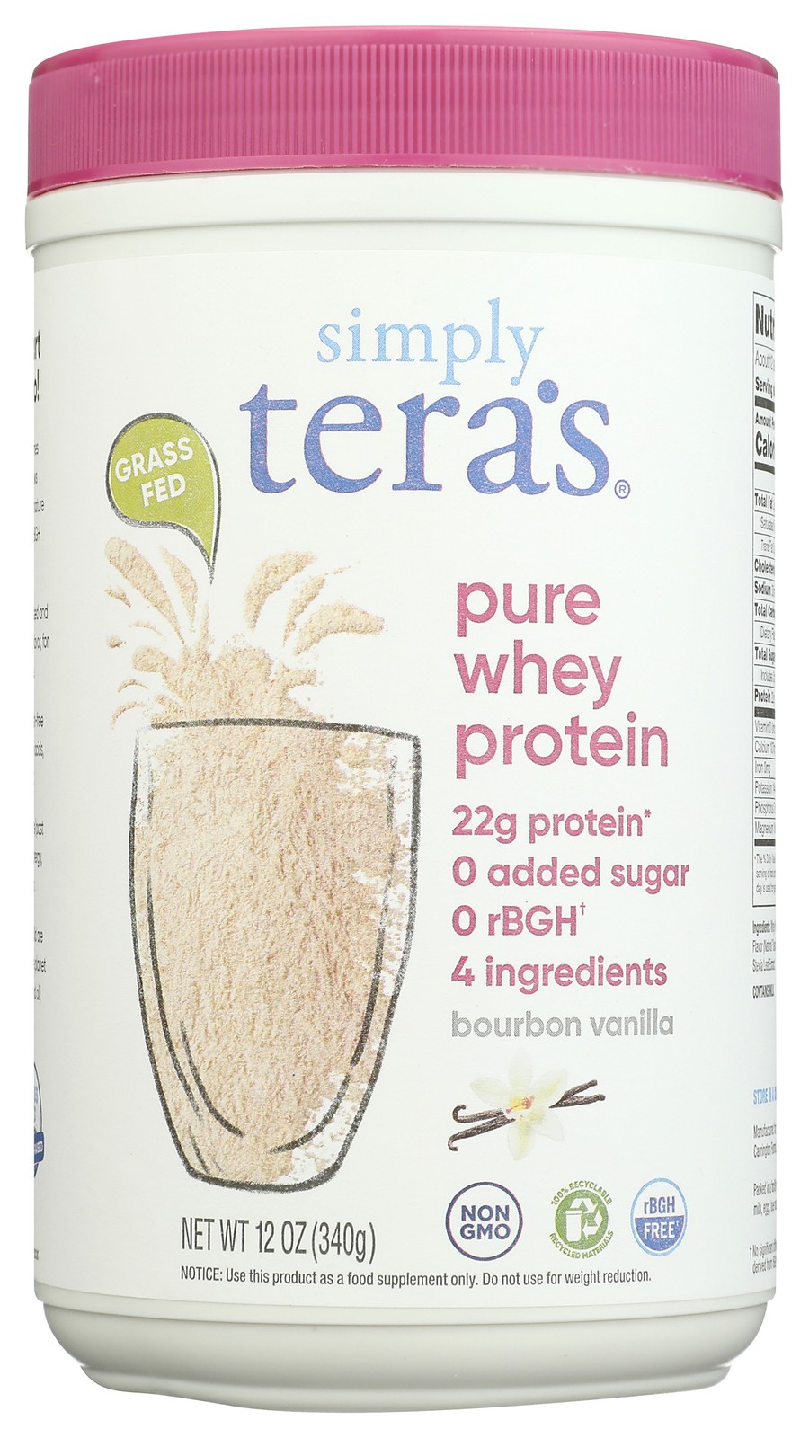 Simply Tera’S Bourbon Vanilla Whey Protein Powder 12 Oz 1 Pack